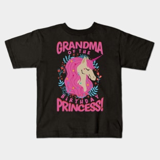 Grandma of the Birthday Princess Unicorn Kids T-Shirt